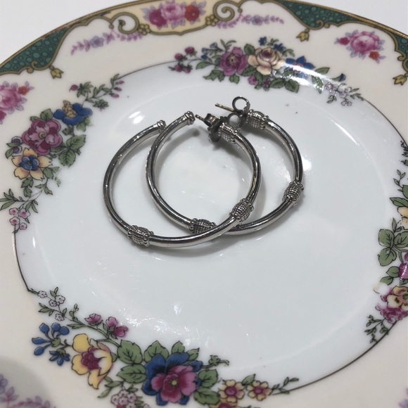 Silver Antique Hoops - Picture 3 of 3